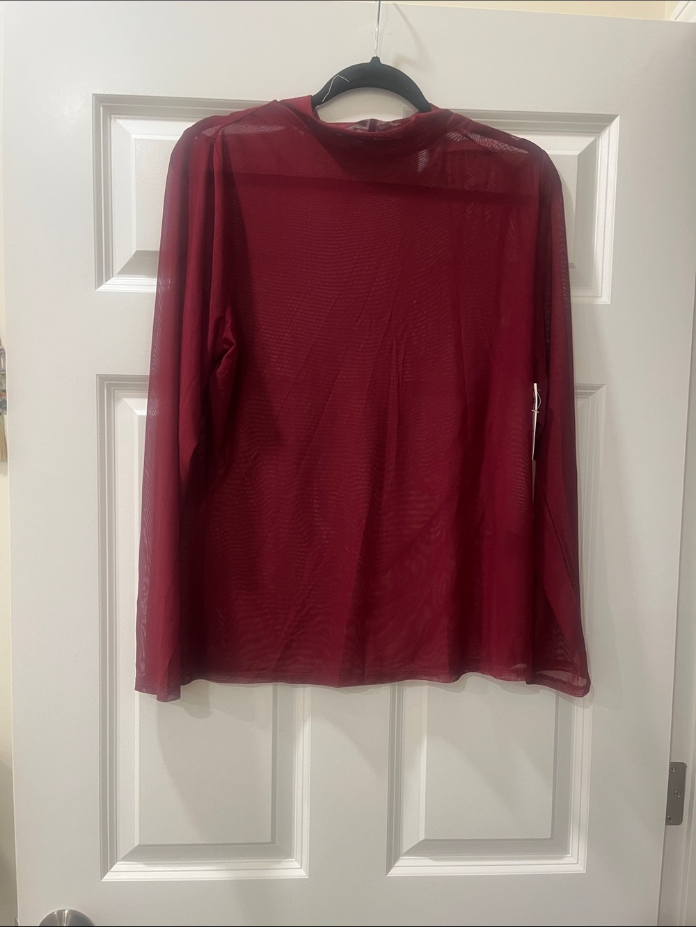 Fashion to Figure Burgundy Sheer Long Sleeve Top